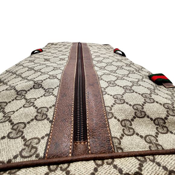 GUCCI GG SUPREME Canvas/Brown Leather Trim Folding Travel Carry VINTAGE - Picture 9 of 13